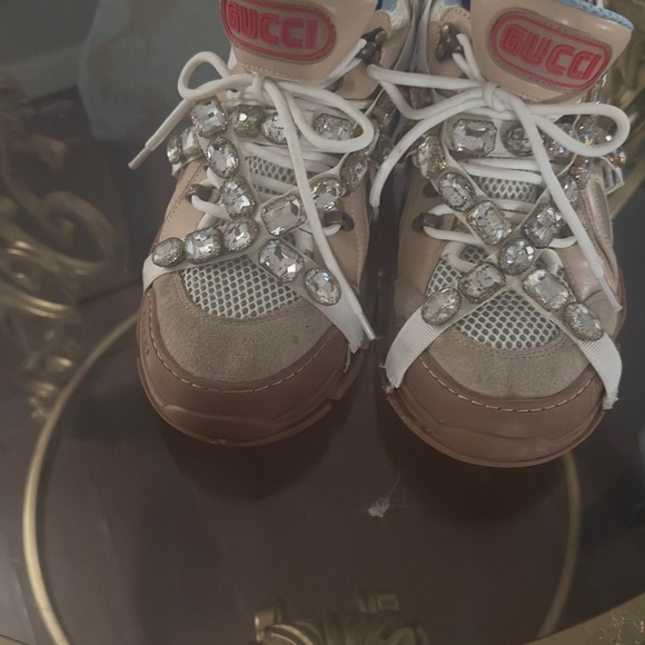 Gucci Kids' Brown and White Embellished Sneakers - Picture 2 of 6